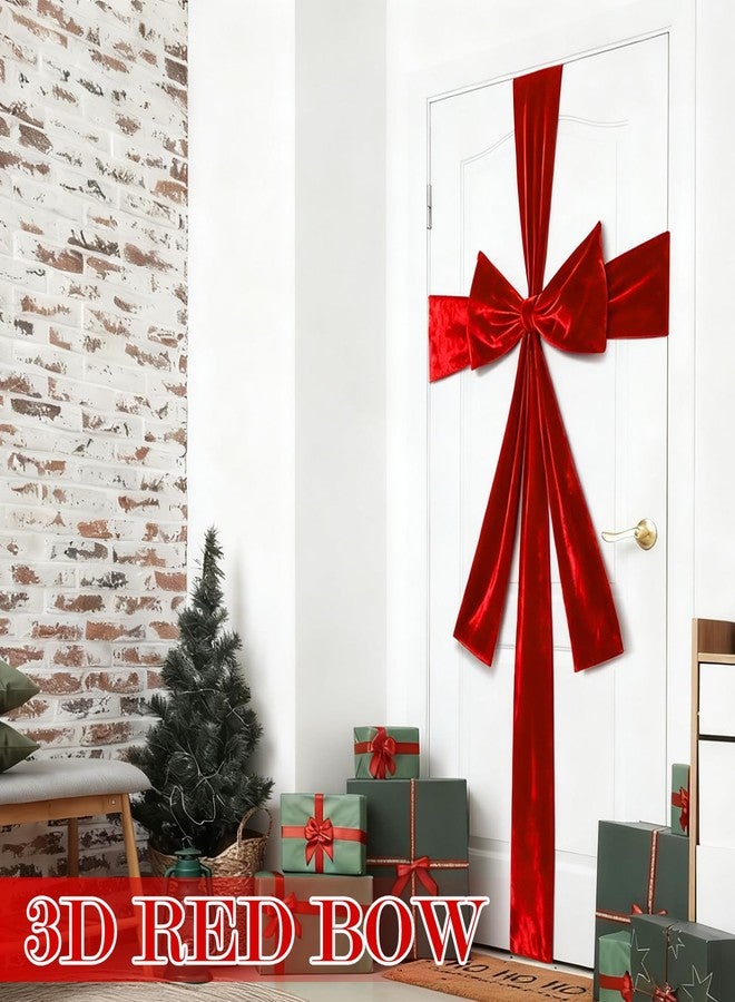 Suncalla 23.6 x 31.5 Inch Extra Large Red Velvet Christmas Bow with 30 ft Ribbon for Front Door Christmas Giant Wreath Cover for Tree Fireplace Indoor Outdoor Party Supplies Xmas Party Decorations - Image 5